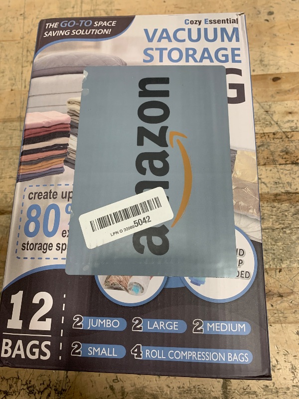 Photo 1 of 12 Pack Vacuum Storage Bags, Space Saver Vacuum Storage Bags, Vacuum Seal Bags for Clothing, Clothes, Comforters and Blankets, Hand Pump Included
