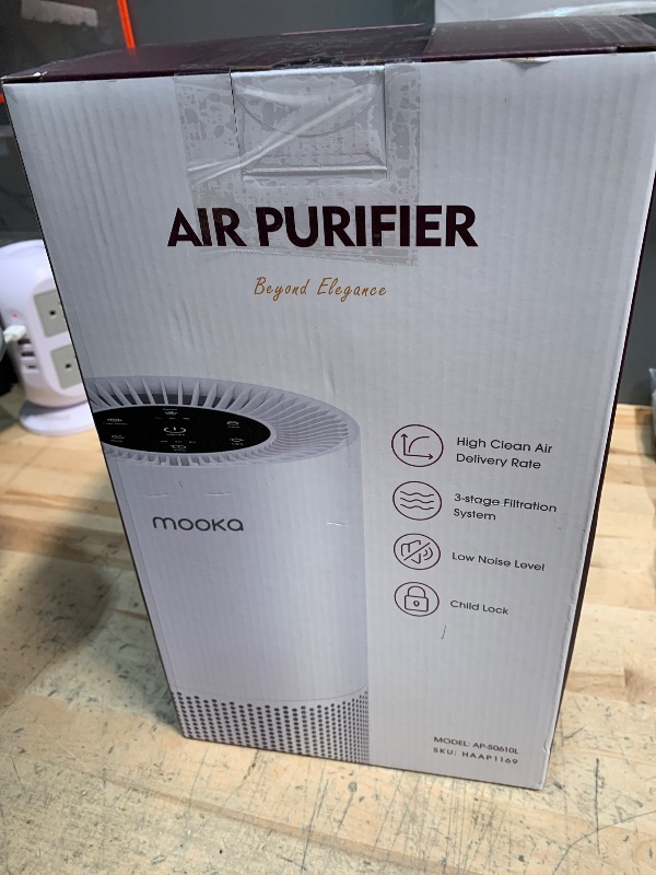 Photo 1 of Air Purifiers for Home Large Rooms up to 1200ft², MOOKA H13 True HEPA Air Purifier for Bedroom Pets with Fragrance Sponge, Timer, Air Filter Cleaner for Smoke, Odor, Dander, Pollen (White)
