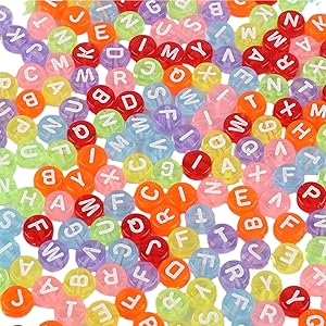 Photo 1 of 2 Packs Jumbo Cheerleading Bow 8 Inch Large Cheer Hair Bows with Ponytail Holder for Teen Girls Softball Outfit Uniform(Red) and 100pcs Acrylic Letter Beads Alphabet White Letters Transparent Colorful Beads 4×7mm for Friendship Bracelets Jewelry Making