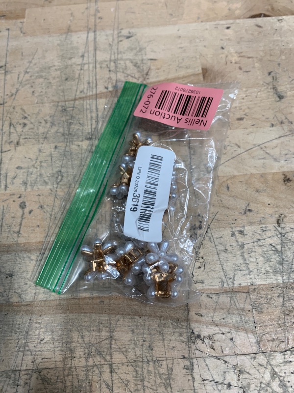 Photo 1 of 10 Pcs Small Mini Pearl Claw Clips with Flower Design, Sweet Artificial Bangs Clips Decorative Hair Accessories for Women Girls
