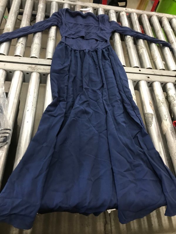 Photo 1 of (Used)(see images) Mieazom Women's Long Sleeve Maxi Dress 2024 Fall Square Neck Knit Casual Slim Swing Tank Long Dresses with Pockets Navy S