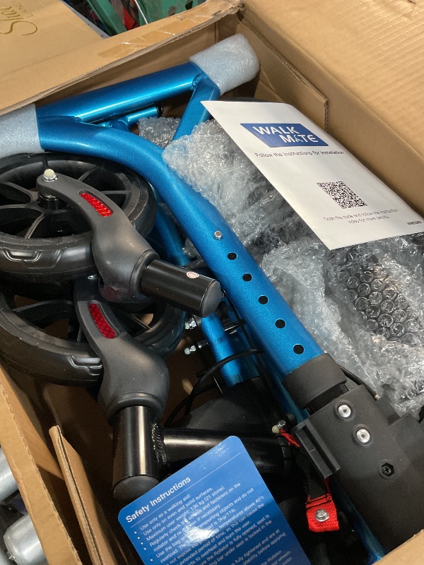 Photo 1 of ***(USED/UNKNOWN IF MISSING PARTS)****
WALK MATE Rollator Walker for Seniors with Cup Holder, Upgraded Thumb Press Button for Height Adjustment, 4 x 8 