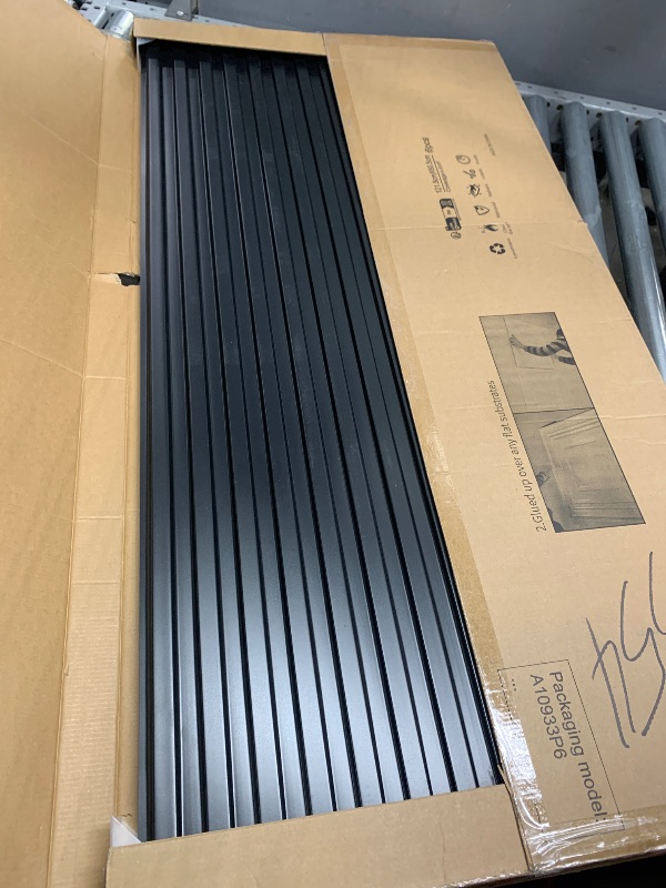 Photo 1 of Art3d 6-Pack Slat Design 3D Wall Panels for Interior Wall Decor, 2x4 FT PVC Decorative Drop Ceiling Tiles - Black