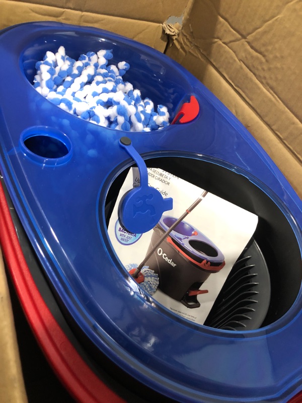 Photo 1 of ***LOOKS NEW UNUSED BUT MISSING MOP HANDLE*** O-Cedar EasyWring RinseClean Microfiber Spin Mop and Bucket Floor Cleaning System with 2 Extra Refills