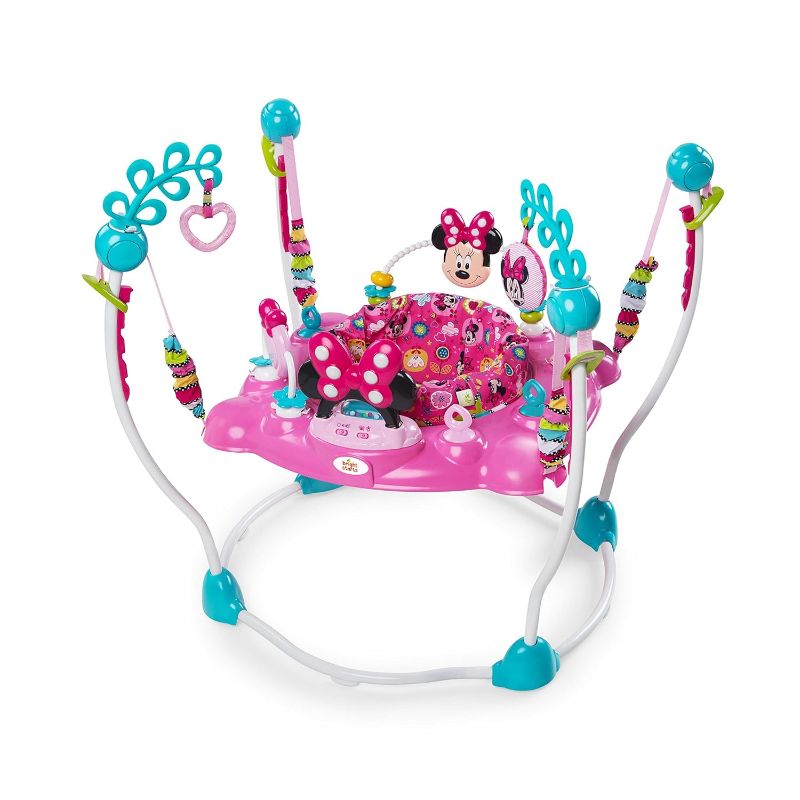 Photo 1 of (USED/FAIR) Bright Starts Disney Baby MINNIE MOUSE PeekABoo Baby Activity Center Jumper with 8 Toys, Lights & Sounds, 360-Degree Seat, 6-12 Months (Pink/Blue)
