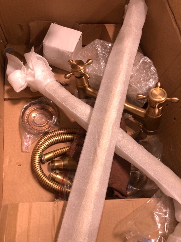 Photo 1 of ***PARTS ONLY***GGStudy Antique Brass Rain Shower System Set 2 Knobs Mixing 8 Inch Round Rainfall Shower Head with Handheld Spray Bathroom Shower Faucet