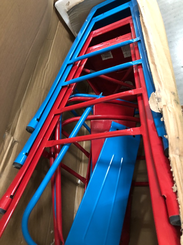Photo 1 of (4 total; 2 red/2 blue) Flash Furniture Lily Commercial Grade 30" High 2 Blue and 2 Red Metal Indoor-Outdoor Barstool with Removable Back