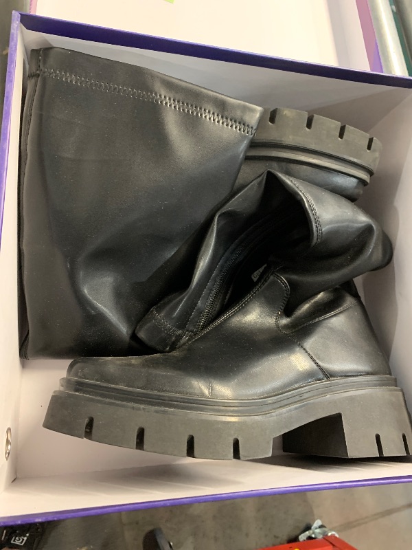 Photo 1 of ***(HEAVILY USED)***vivianly Women's Chunky Heel Knee high Boots Zipper Square Toe Platform Booties Black Size 7