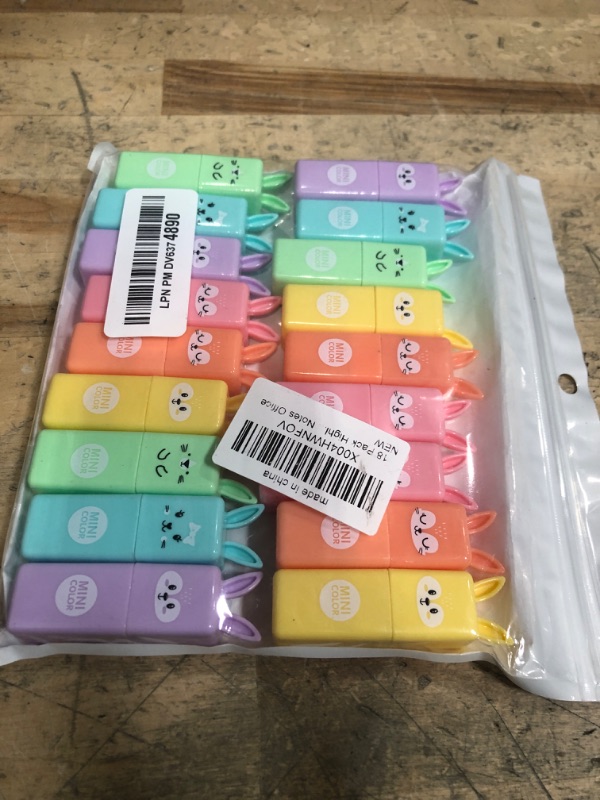 Photo 1 of 18 Pack Cute Rabbit Highlighter Pen, Aesthetic Markers Highlighters, Macaron Colors Chisel Tip, Kawaii Marker Pens for School Study Notes Office
