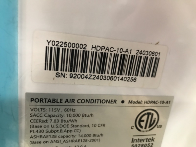 Photo 1 of (Used)(see all images)14,000 BTU Portable Air Conditioner Cools Up to 700 Sq.Ft, 3-IN-1 Energy Efficient Portable AC Unit with Remote Control & Installation Kits for Large Room