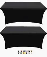 Photo 1 of 100% polyester black fabric table cover. Unknown dimensions. 2 pack. 