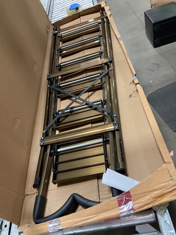Photo 1 of (TOP HANDLE DAMAGED) GameGem Lightweight Aluminum 6 Step Ladder for 12 Feet High Ceiling, Folding Step Stool Stepladders with Anti-Slip and Wide Pedal for Home and Kitchen Use Space Saving (Brown Gold)