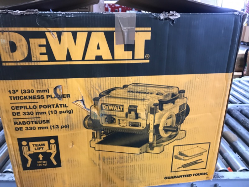 Photo 1 of DEWALT Thickness Planer, Two Speed, 13-inch, 15 Amp, 20,000 RPM Motor (DW735X)(untested, for parts) 