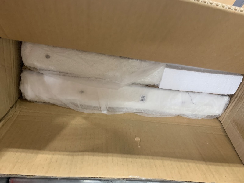 Photo 1 of ... 1 OF 2 BOXS MISSING BOX 2... Christopher Knight Home Ruby King Size Platform Bed Frame, Ivory Boucle Fabric Upholstered Headboard and Footboard, Wood Bed Support and Slat, Fully Mattress Foundation, No Box Spring Needed, Gray