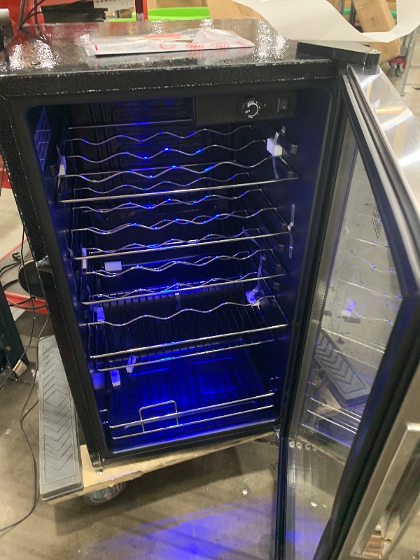 Photo 1 of ...DAMAGE TO SIDE WITH A HOLE... BLACK+DECKER 26 Bottle Wine Fridge with Interior Light and Mechanical Temperature Control, Compressor Cooling Wine Cooler Refrigerator with 4 Wine Racks and 1 Flat Shelf,Fridge with Bottom Compartment