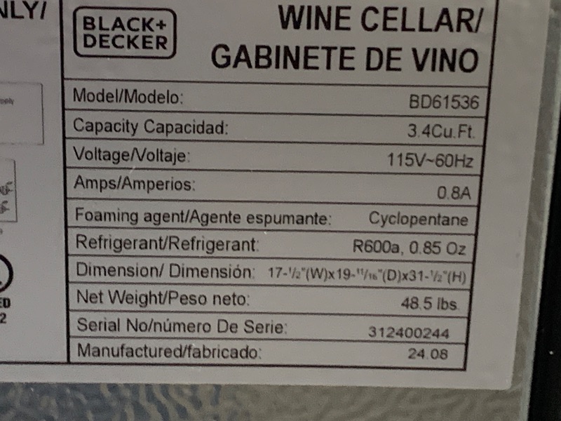 Photo 1 of ...DAMAGE TO SIDE WITH A HOLE... BLACK+DECKER 26 Bottle Wine Fridge with Interior Light and Mechanical Temperature Control, Compressor Cooling Wine Cooler Refrigerator with 4 Wine Racks and 1 Flat Shelf,Fridge with Bottom Compartment