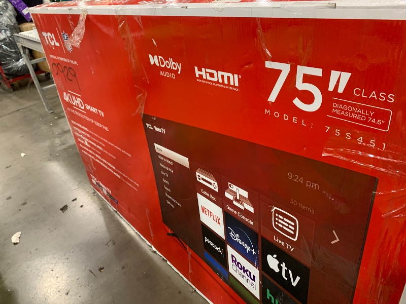 Photo 1 of ***DISPLAYS ERROR CODE/PARTS ONLY***
TCL 75" Class 4-Series 4K UHD HDR LED Smart Roku TV - 75S451