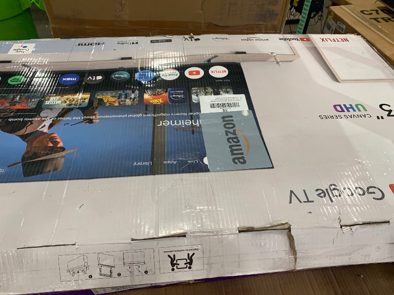 Photo 1 of ....BROKEN SCREEN... FPD 43 Inch Smart TV 4K UHD LED Flat Screen Google TV with Google Cast, Bluetooth, HDMI, Streaming Live, HDR 10, Dolby Vision, Ultra Slim Television(Canvas-Series, CG43-C3, 2025)