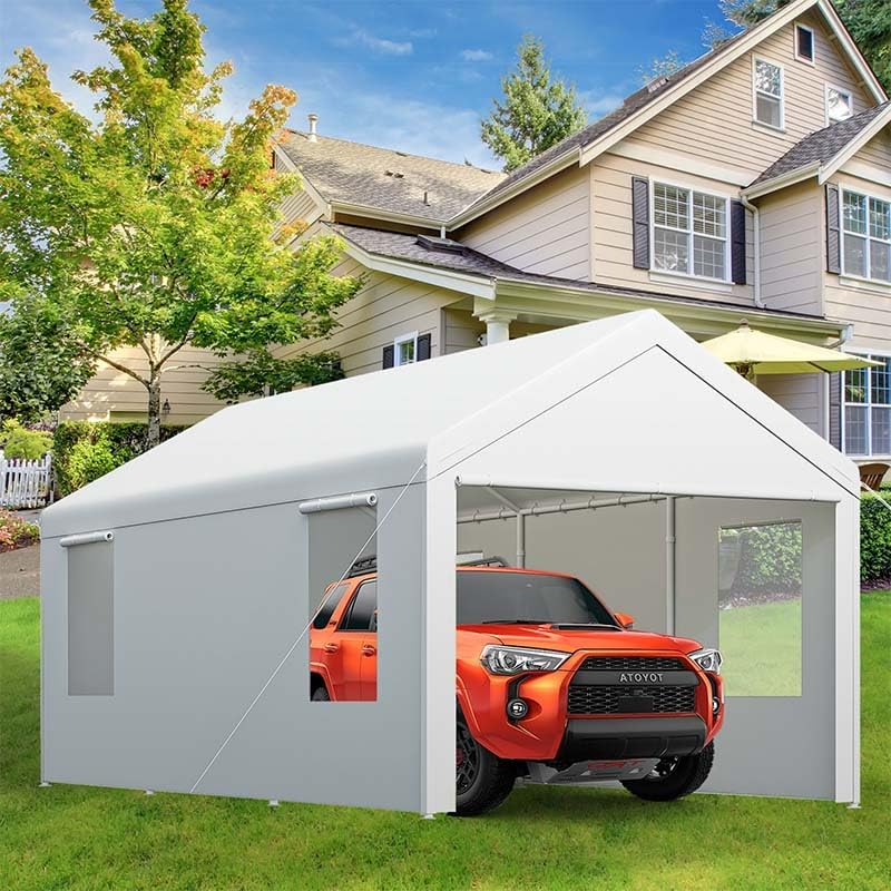 Photo 1 of **BOX B ONLY FINAL SALE**Carport,10x20 Heavy Duty Carports, Canopy, Garage, Metal Shed, with 4 Roll-up Ventilated Windows, Outdoor, Storage, Car, Boat,10x20 White

