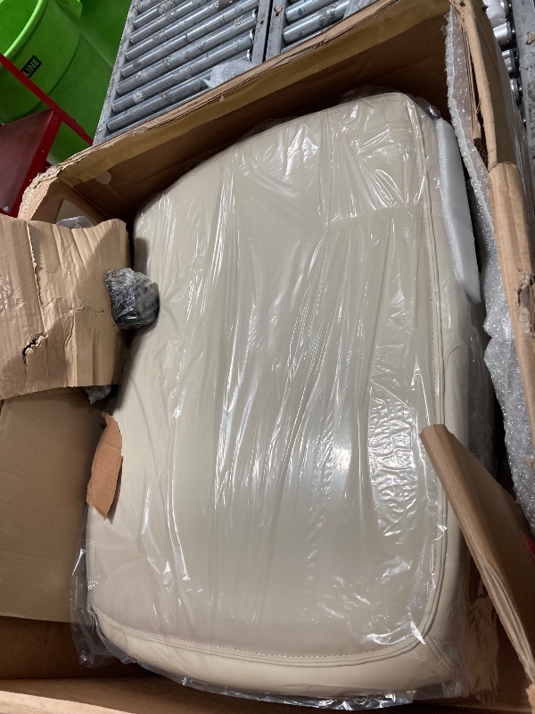 Photo 1 of ***PARTS ONLY**Amazon Basics Ergonomic Executive Office Desk Chair with Flip-up Armrests and Adjustable Height, Tilt and Lumbar Support, Cream Bonded Leather, 29.5"D x 28"W x 43"H (Previously AmazonCommercial brand)