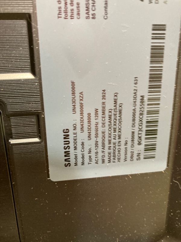 Photo 1 of **SMASHED SCREEN FINAL SALE**SAMSUNG 43-Inch Class 4K Crystal UHD DU8000 Series HDR Smart TV w/Object Tracking Sound Lite, Motion Xcelerator 120Hz, Ultra Slim Design, Gaming Hub, Alexa Built-in (UN43DU8000, 2024 Model)