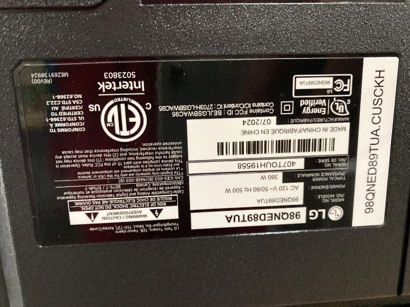 Photo 1 of **SMASHED SCREEN FINAL SALE**LG 98-Inch Class QNED89T LED Smart TV 4K Processor Flat Screen with Magic Remote AI-Powered with Alexa Built-in (98QNED89TUA, 2024)
