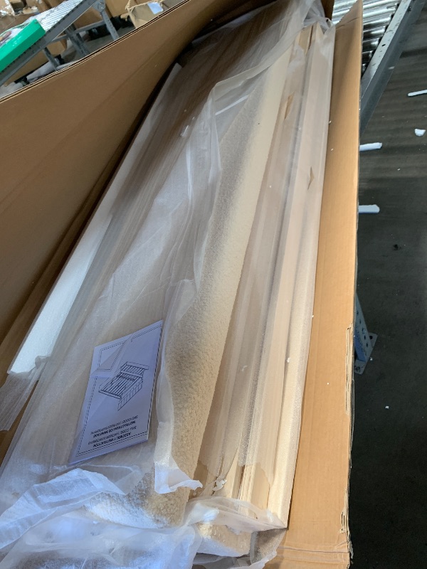 Photo 1 of ***BOX 1 OF 2 ONLY***Queen Size Teddy Fleece Platform Bed with Twin XL Trundle Underneath, LED Lights Headboard Upholstered Bed Frame for Home Apartment Limited Places, Space-Saving Bedroom Furniture No Box Spring Needed