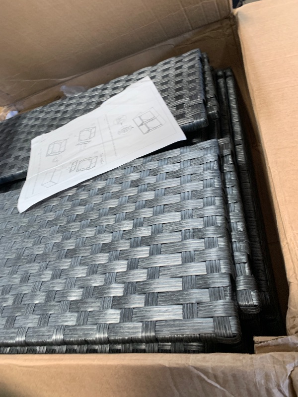 Photo 1 of **************PARTIAL SET- THIS IS ONLY THE TABLE AND TWO END SEATS********************

Shintenchi 7 Pieces Outdoor Patio Sectional Sofa Couch, Silver Gray PE Wicker Furniture Conversation Sets with Washable Cushions & Glass Coffee Table for Garden, Pool