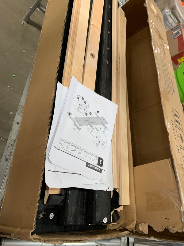 Photo 1 of ****************PARTIAL ITEM, THIS IS ONLY 1 BOX IN A SET OF MULTIPLE****************

DWVO Twin Size Platform Bed Frame with Fabric Upholstered Headboard,Mattress Foundation with Wooden Slat Support, Noise Free/No Box Spring Needed/Easy Assembly,Black