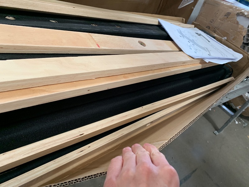 Photo 1 of ****************PARTIAL ITEM, THIS IS ONLY 1 BOX IN A SET OF MULTIPLE****************

DWVO Twin Size Platform Bed Frame with Fabric Upholstered Headboard,Mattress Foundation with Wooden Slat Support, Noise Free/No Box Spring Needed/Easy Assembly,Black