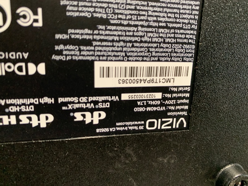 Photo 1 of ***************HEAVILY DAMAGED, NON-FUNCTIONAL, FINAL SALE*************

VIZIO 40-inch Full HD 1080p Smart TV with DTS Virtual: X, Alexa Compatibility, Google Cast Built-in, Bluetooth Headphone Capable, (VFD40M-08 New)