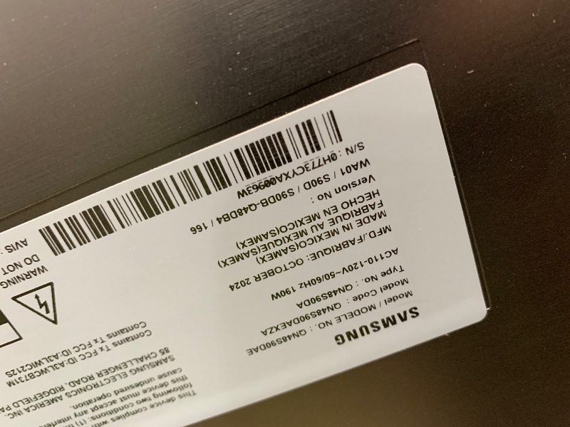 Photo 1 of *************WON't TURN ON, NON-FUNCTIONAL, FINAL SALE*****************

SAMSUNG 48-Inch Class OLED 4K S90D Series HDR Smart TV w/Dolby Atmos, Object Tracking Sound Lite, Motion Xcelerator, Real Depth Enhancer, 4K AI Upscaling, Alexa Built-in (QN48S90D, 2