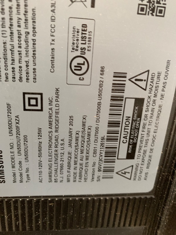 Photo 1 of *********SCREEN SMASHED, NON-FUNCTIONAL, FINAL SALE****************

SAMSUNG 50-Inch Class Crystal UHD 4K DU7200 Series HDR Smart TV w/Object Tracking Sound Lite, PurColor, Motion Xcelerator, Mega Contrast, Q-Symphony (UN50DU7200, 2024 Model)