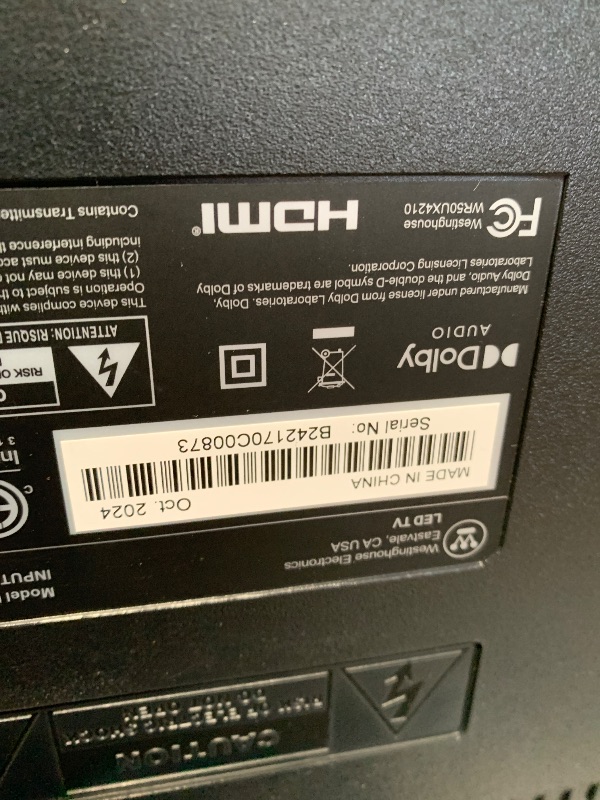 Photo 1 of ***************SCREEN CRACKED, NON-FUNCTIONAL, FINAL SALE************

Westinghouse Roku TV - 50 Inch Smart Television, 4K UHD LED with Wi-Fi Connectivity and Mobile App, Flat Screen Compatible with Apple Home Kit, Alexa and Google Assistant