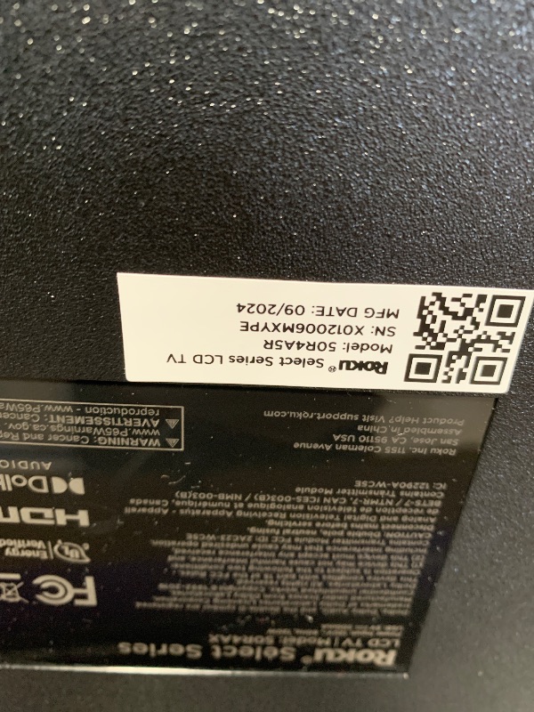 Photo 1 of *******************SCREEN DAMAGED, NON-FUNCTIONAL, FINAL SALE*******************

Roku Smart TV – 50-Inch Select Series 4K HDR RokuTV with Roku Enhanced Voice Remote, Brilliant 4K Picture, Automatic Brightness, & Seamless Streaming – Live Local News, Spor