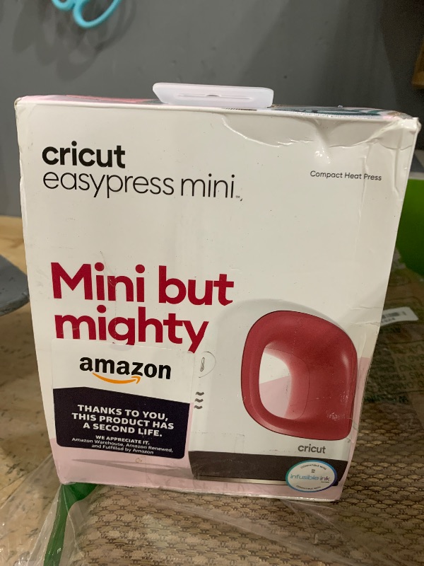 Photo 1 of Cricut EasyPress Mini Heat Press for Pressing Small Objects like Shoes, Stuffed Animals, Hats & More, 3 Heat Settings & Precision Tip, Ceramic-Coated Heat Plate, Raspberry