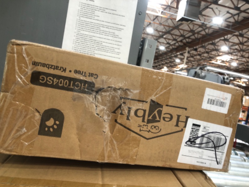 Photo 1 of Heybly Cat Tree with Toy, Cat Tower condo for Indoor Cats, Cat House with Padded Plush Perch, Cozy Hammock and Sisal Scratching Posts, Smoky Gray HCT004SG