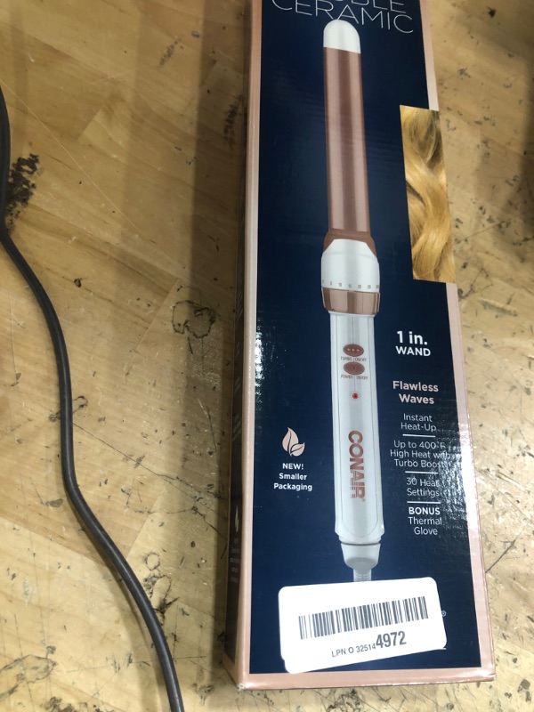 Photo 1 of Conair Double Ceramic 1-inch Curling Wand, Straight wand produces flawless waves