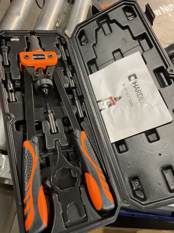 Photo 1 of (Used)(missing pieces)HARDELL Rivet Nuts Tool, 14" Hand Rivet Tool Kits with 100Pcs Rivet Nuts and 7 Metric & Inch Mandrels M6 M8 M10, 1/4-20, 5/16-18, 3/8-16