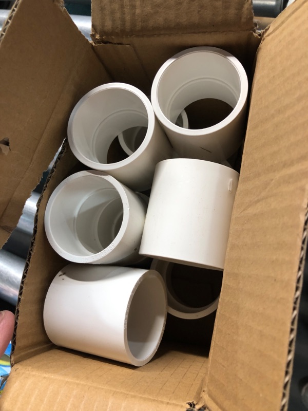 Photo 1 of 10Pack 1-1/2" PVC Pipe Coupling Adapter Pipe Fittings (Socket x Socket) Contractor Pack Schedule 40 Heavy Duty 1.50 Inch PVC Slip Socket Connectors for DIY PVC Shelf Garden Support Structure, White