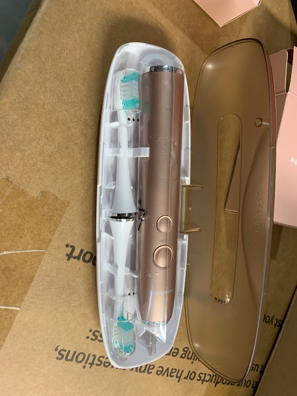 Photo 1 of ***(MISSING CHARGER AND 6 TOOTHBRUSH HEADS)***
Aquasonic Vibe Series Ultra-Whitening Toothbrush – ADA Accepted Electric Toothbrush - 8 Brush Heads & Travel Case – 40,000 VPM Motor & Wireless Charging - 4 Modes w Smart Timer – Satin Rose Gold