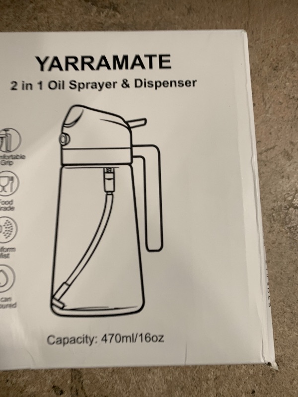 Photo 1 of YARRAMATE 2Pcs 16oz/470ml 2 in 1 Oil Sprayer for Cooking with Stickers, Food-grade Glass Oil Spray Bottle, Oil Dispenser and Oil Sprayer for Kitchen, Salad, Frying, BBQ (White &Black)