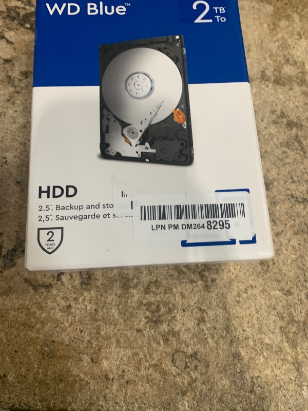 Photo 1 of Western Digital 2TB WD Blue Mobile Hard Drive HDD - 5400 RPM, SATA 6 Gb/s, 128 MB Cache, 2.5" - WD20SPZX