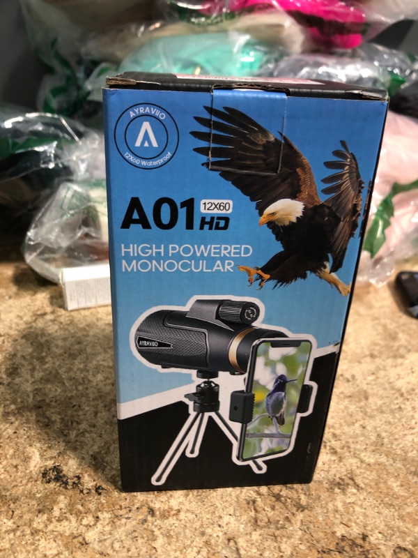 Photo 1 of 12x60 Monocular Telescope with Smartphone Holder & Upgraded Tripod, High Powered SMC & BAK4 Scope, Birthday Gifts for Men Dad Him Husband Teen, White Elephant Gift, Outdoors Survival Hiking Gear