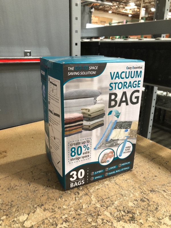 Photo 1 of 30 Pack Vacuum Storage Bags, Space Saver Vacuum Storage Bags, Vacuum Seal Bags for Clothing, Clothes, Comforters and Blankets, Hand Pump Included