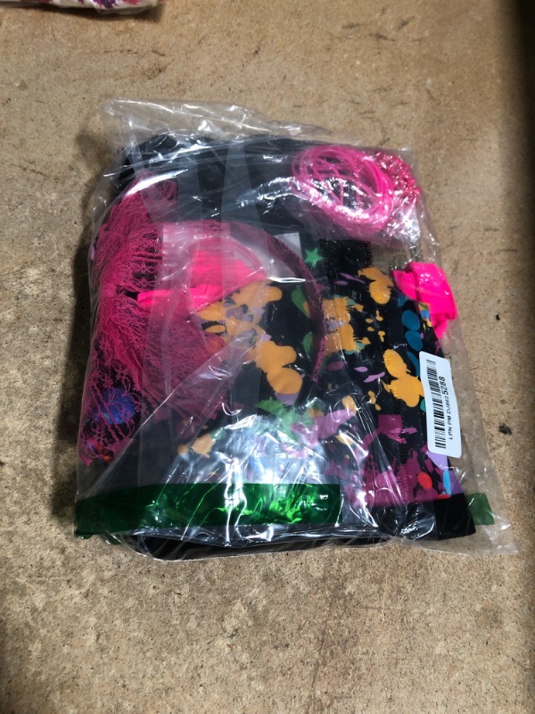 Photo 1 of 80s Women Costume Set, T Shirt, Legging Pants Earring Necklace Gloves Bracelet (XX-Large)