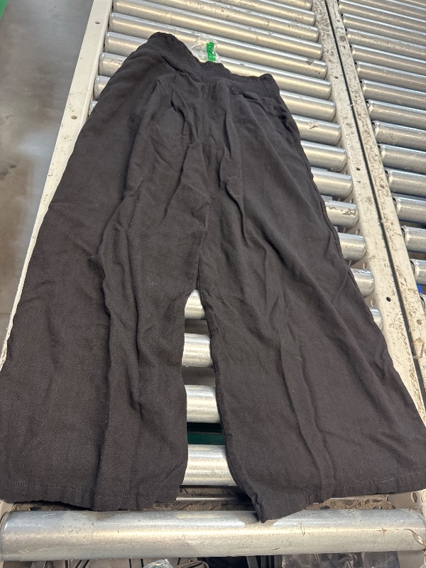 Photo 1 of ANRABESS Women Linen Palazzo Pants Summer Boho Wide Leg High Waist Casual Lounge Pant 2024 Beach Travel Vacation Outfits Black Medium