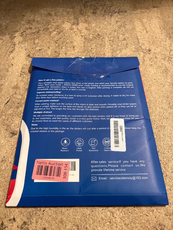 Photo 1 of Colemoly Sticker Paper Glossy Printable Vinyl for Inkjet Printer 40 Adhesive Sheets White Decals Waterproof Quick Drying Tear and Scratch Resistance Labels Letter Size 8.5x11 in for Craft,Scrapbook