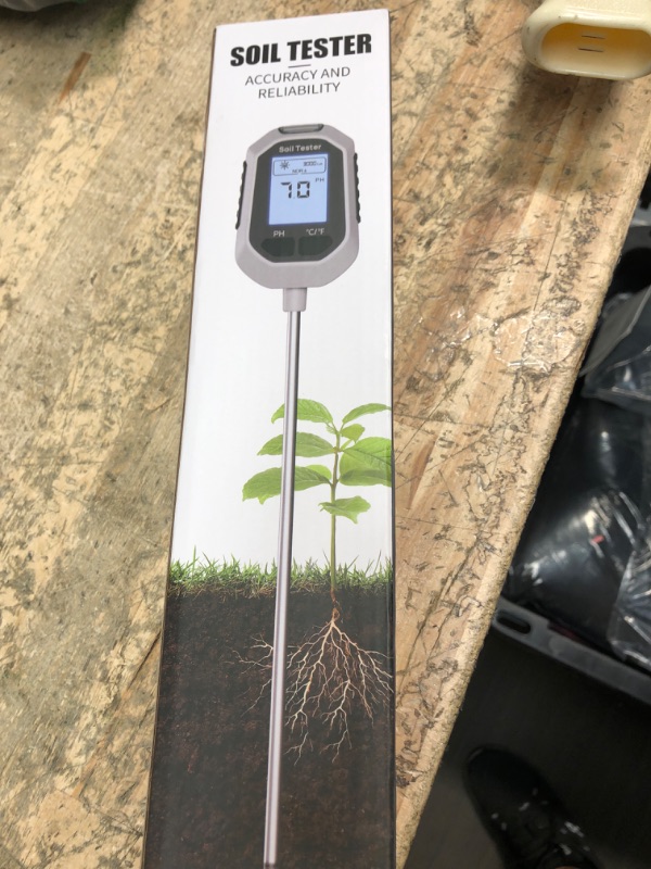 Photo 1 of 4-in-1 Soil Moisture Meter Digital Plant Temperature/Soil Moisture/PH Meter/Sunlight Intensity Backlight LCD Display Soil Test Meter for Gardening, Farming and Outdoor Plants