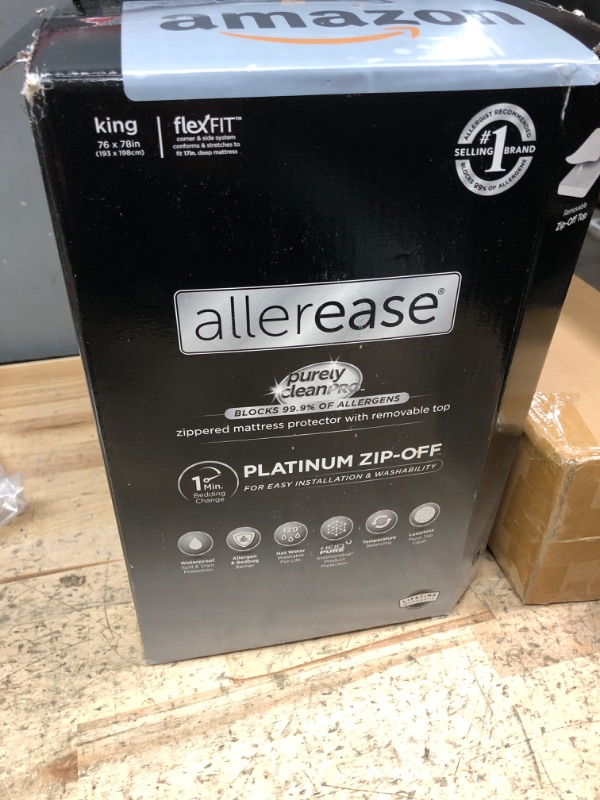 Photo 1 of AllerEase Platinum Zip-Off Top Waterproof Mattress Protector King Size 360 Degree Zipper Allergen Barrier Temperature Balancing Luxurious Plush Top Separately Machine Washable Mattress Cover (White)